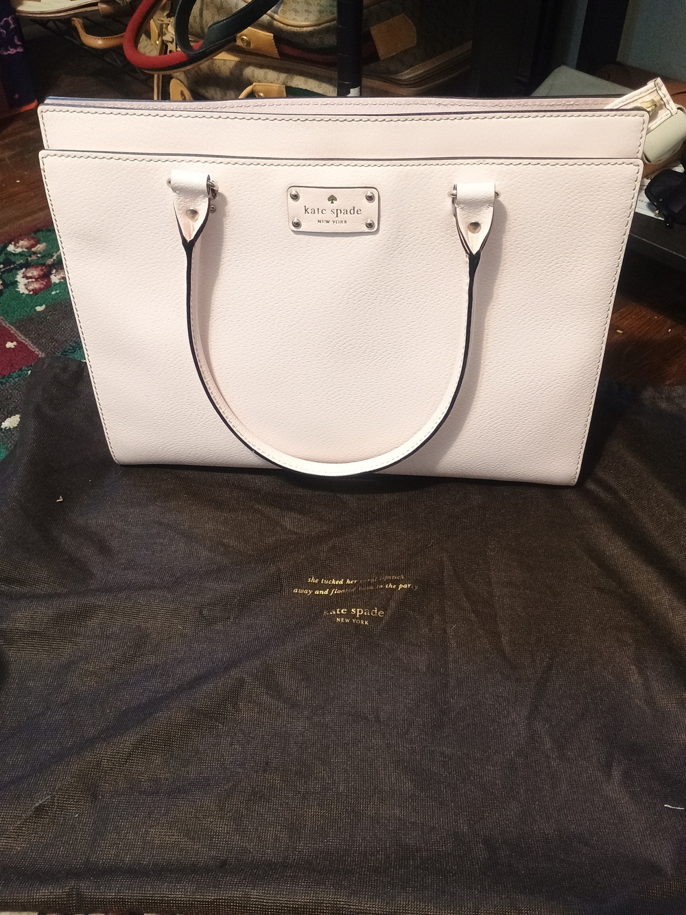 kate spade Pink Leather Tote Bag W/DUSTY (Does Have Some Stains But Hardly Notic
